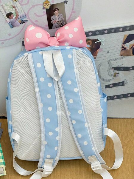 Shein - New Polka Dot Bow Knot Backpack