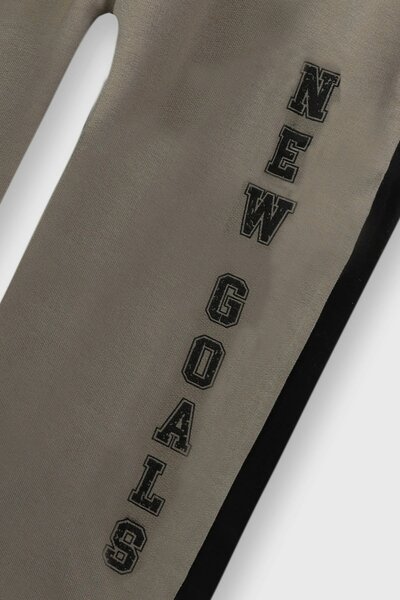Boys Grey & Black Straight Terry Trousers