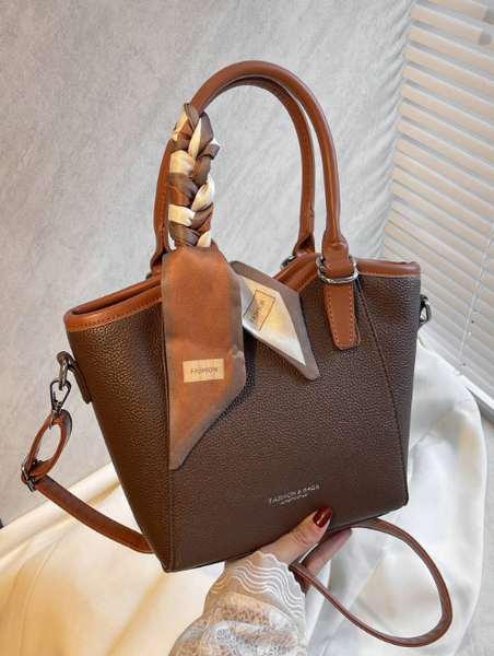 Shein - Coffee Brown Hand-Held Vegetable Basket Bag
