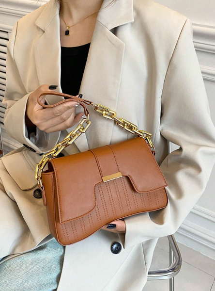 Shein - Minimalist Casual Chain Underarm Bag Women Small Square Shoulder Bag
