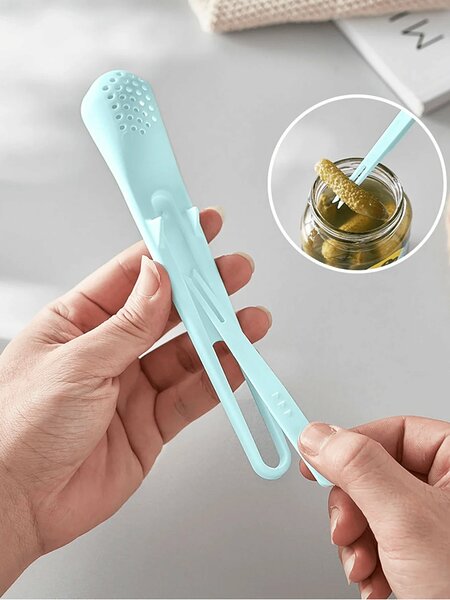 Shein - 1pc Portable Multifunctional Can Spoon, Two-In-One Strainer Spoon And Fork, Pickling Fruit Fork,