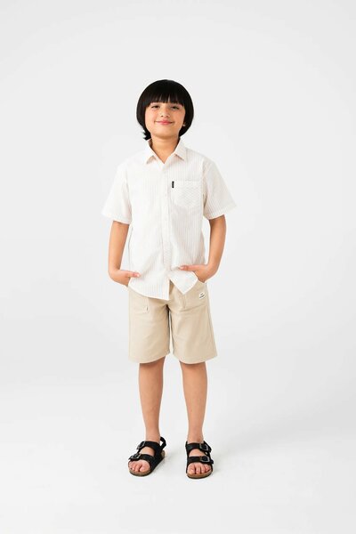 Boys Off-White Cotton Stripe Shirt