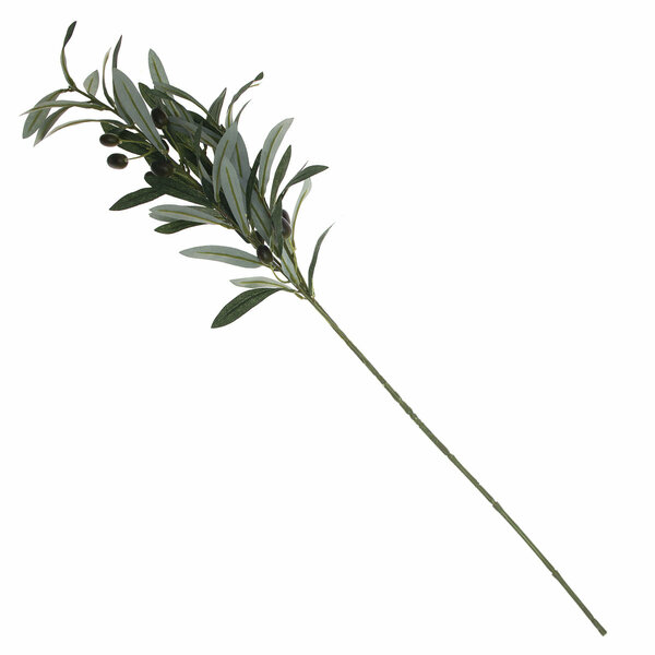 Artificial Olive Green Filler Stem – Faux Greenery Branch with Leaves & Olives for Floral Arrangements