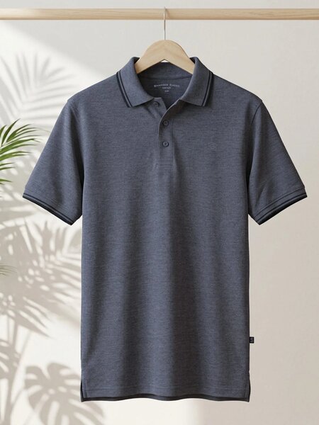 Charcoal Contrast Tipping Polo T-Shirt (POLO-1293)