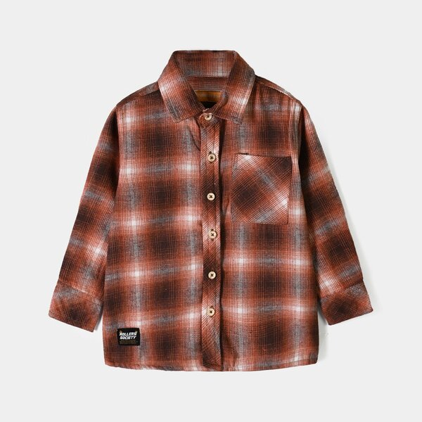 Boys Flannel Casual Shirt Rollers Society - ORANGE