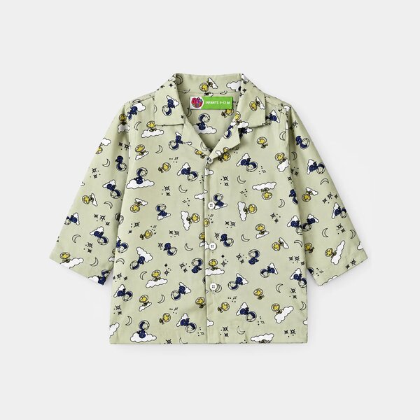 Infant Boys Linen Viscose Nightwear Space- Light Green