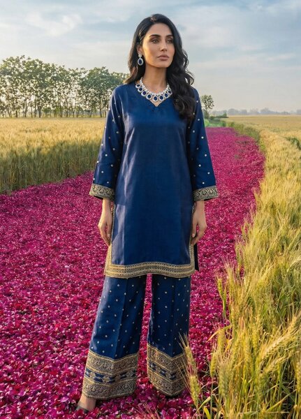 Noorma Kaamal RTW Embroidered Raw Silk Co Ords Set NK26PRS NK-RSE-07 - Festive Collection