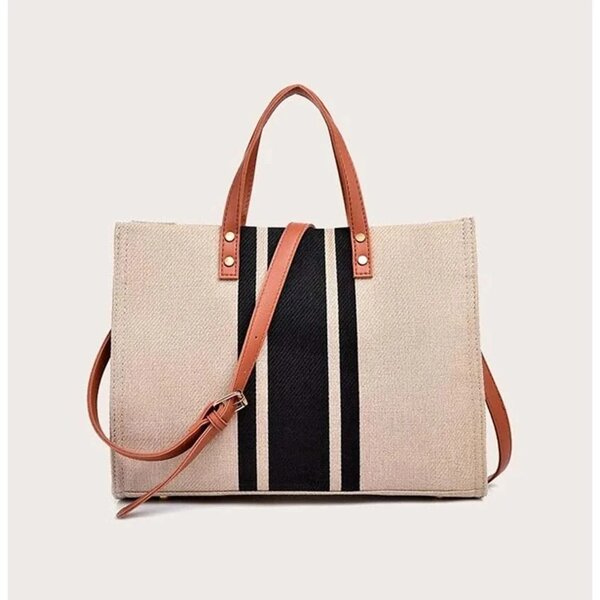 Shein- Beige Striped shoulder bag