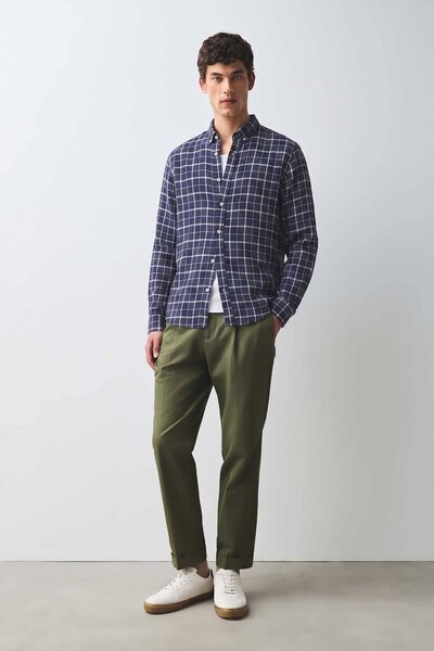 Polo Republica Men's Windowpane Check Casual Shirt