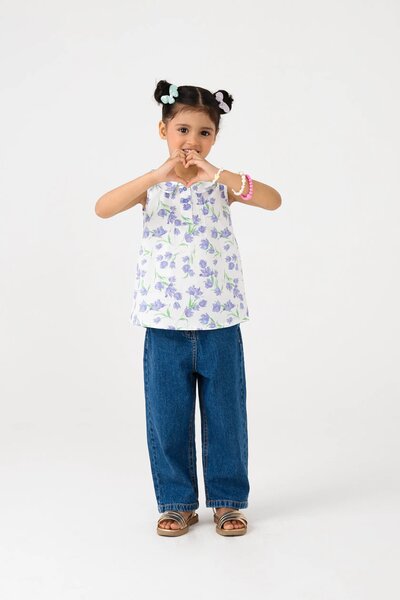 Floral Pintuck Sleeveless Cotton Top