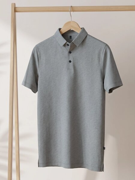 Light Green Textured Nylon Spandex Polo (POLO-1363)