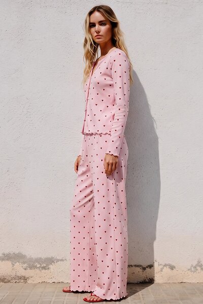 Vybe - Ivory Dream Set (Heart Printed) - Nude Pink
