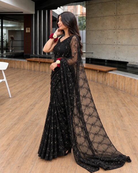 Luxe by Imran Aftab Unstitched Embroidered Organza Saree Suit IASC 25 - Festive Collection