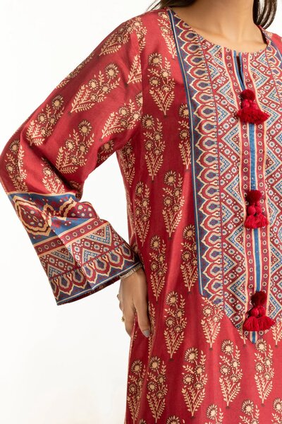 3PC Printed Rawsilk Suit