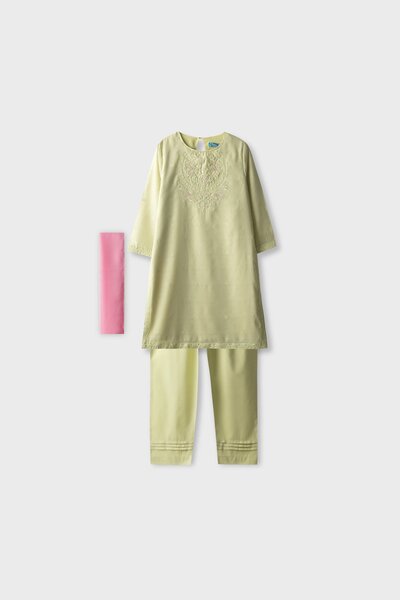 Pastel Pistachio Festive Kurta Set - 3pc