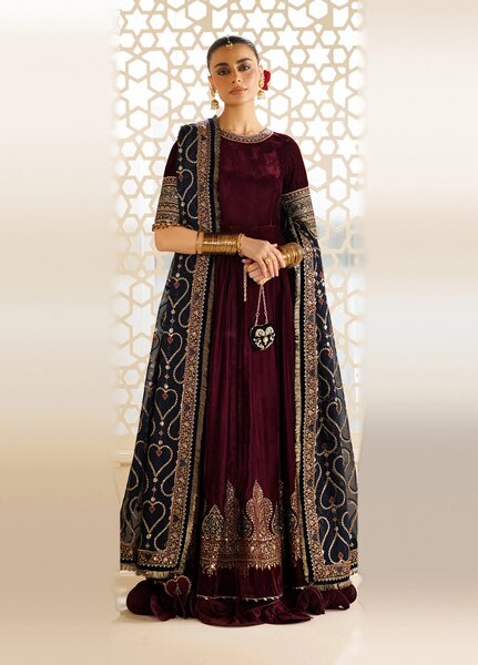Chandni by Jazmin Unstitched Embroidered Velvet 3 Piece Suit JZ26UVC ZARYAВ CVF-26-D04 - Wedding Collection