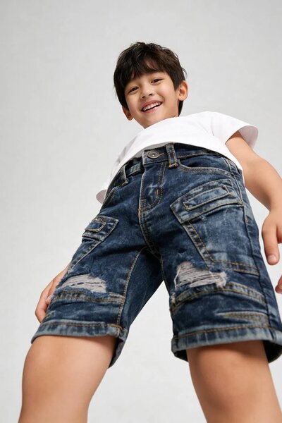 TI Boy's Distressed Comfort Denim Shorts