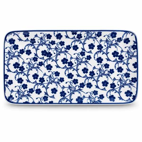 Rectangular Floral Serving Platter – Blue & White
