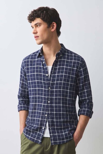 Polo Republica Men's Windowpane Check Casual Shirt