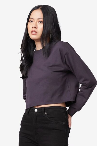 JC Women's Crop Top Fleece Sweat Shirt