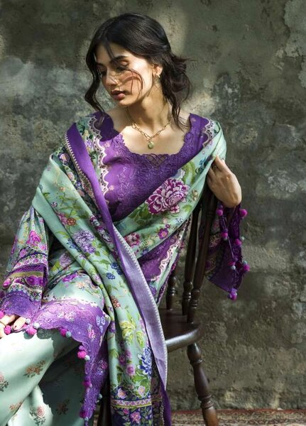 Wilderness by Elaf Unstitched Printed Marina Twill 3 Piece Suit EL26UW Heather EWR-6A - Winter Collection