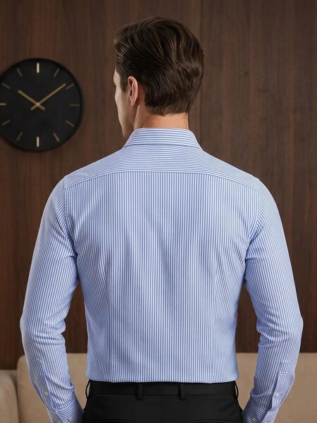 Light Blue Striped, Elite Edition, Cutaway Collar Men’s Formal Shirt (FS-3034)