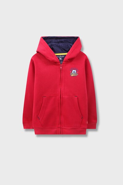 Boys Vibrant Red Fleece Hoodie