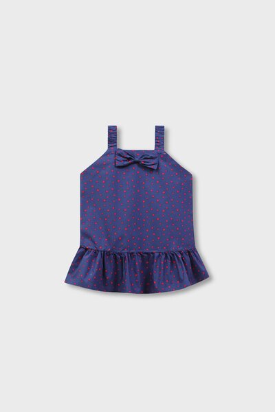 Navy Heart Print Cotton Dress