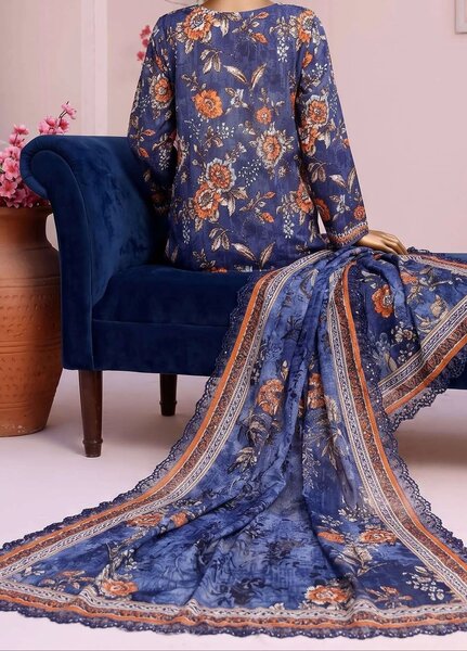 Satranga by HZ Textiles Unstitched Printed Lawn 2 Piece Suit HZ26USL SEC-1163 - Casual Collection