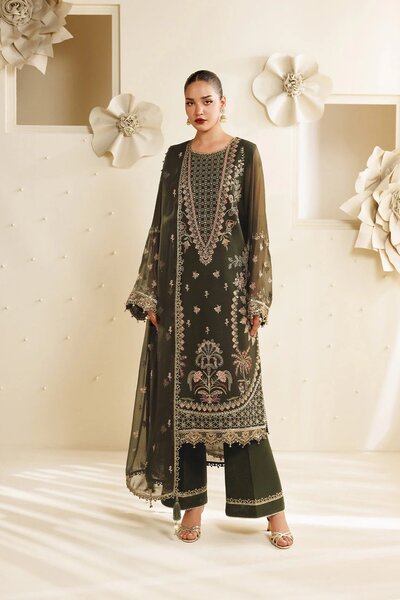 Sireine by Alizeh Fashion Unstitched Embroidered Chiffon 3 Piece Suit AF26UCS AF-CH-2295-SOREL - Festive Collection