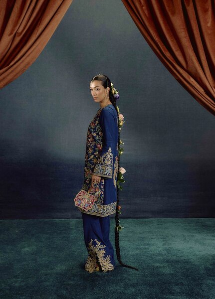 Kamiar Rokni Unstitched Embroidered Raw Silk 3 Piece Suit KR26UF Dilara - Festive Collection