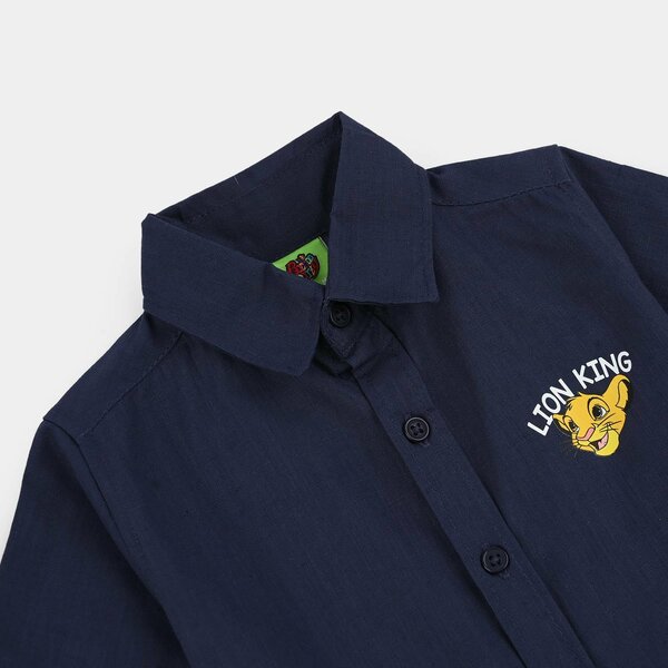 Infant Boys Cotton Slub Casual Shirt- Blue