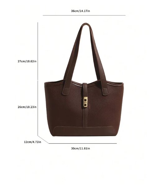 Shein - Elegant Style Plain Large Capacity Shoulder Tote Bag