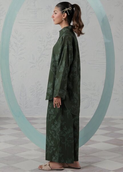 Sahar Women RTW Embroidered Jacquard 2 Piece Suit Emerald Breeze Casual Collection