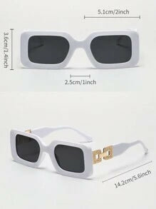 Shein - Retro Square Plastic Unisex Sunglasses, Fashionable Classic Style