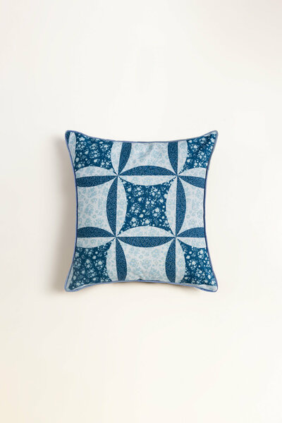 Blue Patch Square Cushion Cover