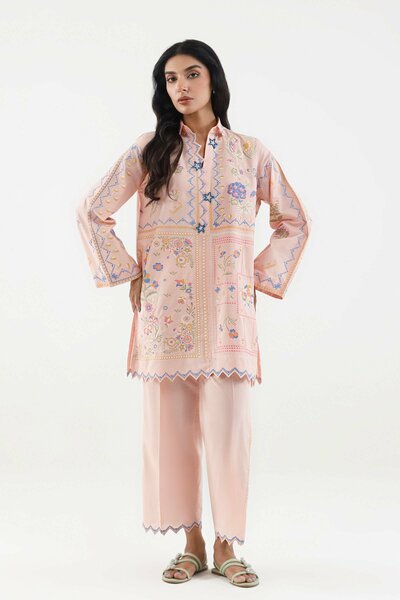 Stitched Embroidered Lawn Shirt+ Culotte