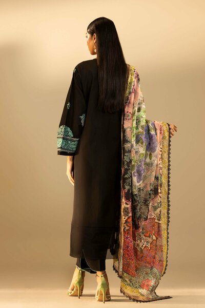 Unstitched Embroidered 3 Piece Muzlin Suit
