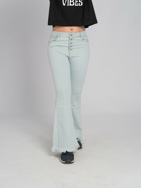 G&Z - Five Button Ice blue Coloured Bell Bottom Jeans
