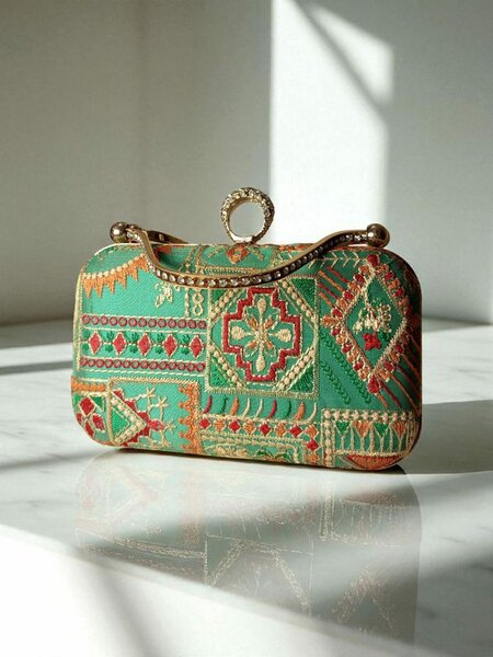 The Original - Hand Embroided Evening Cluthch Green