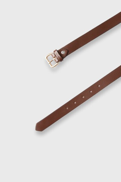 Boys Textured Brown Leather Belt