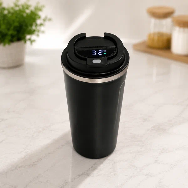 Smart Stainless Steel Vacuum Travel Mug | Temperature Display Coffee Tumbler with Lid