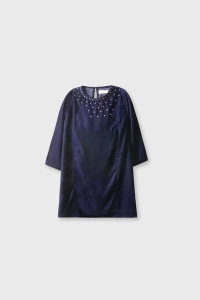 Navy Star Princess Velvet Dress