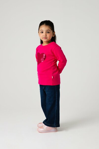 Girls Fuchsia Heart Sparkle Tee