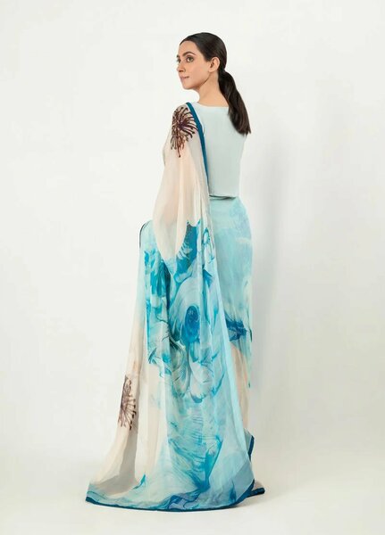 Imran Aftab RTW Printed Chiffon Saree IASC-UF-21 - Festive Collection