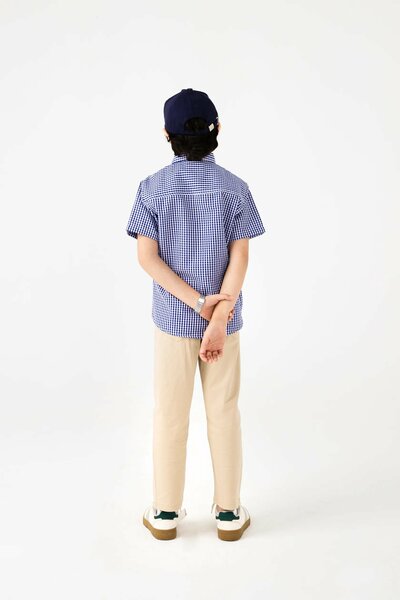 Boys Blue Checkered Cotton Shirt
