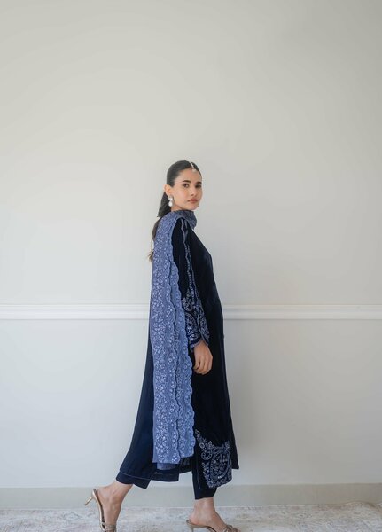 Atelier Velours by Rashid Textiles RTW Embroidered Velvet 3 Piece Suit RT26RAV Midnight - Festive Collection