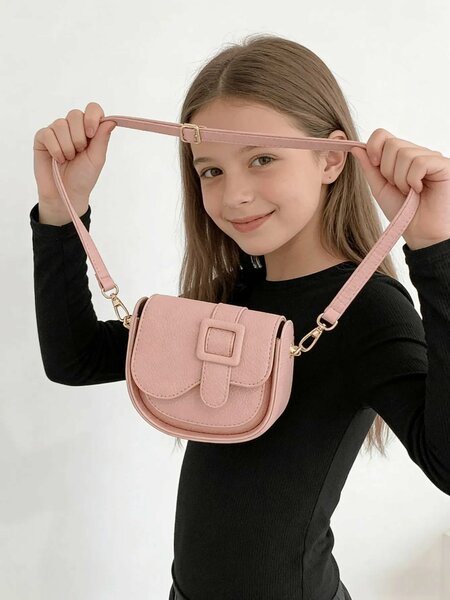Shein - Girls' Fashionable PU Leather Mini Crossbody Bag
