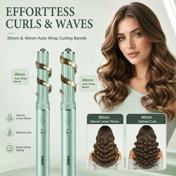 VGR - V-478 1300W 6 in 1 Hair Styler and Round Brush, 3 Speeds and 4 Temperature Levels, Curling Iron with Removable Back
