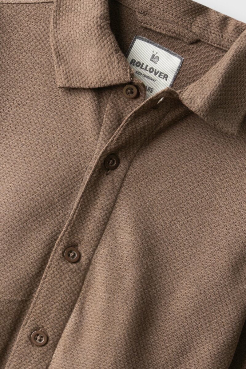 Boys Brown Popcorn Button Tee